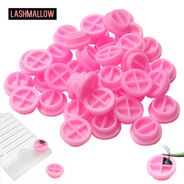 100 PCS Pink Flower Shaped Eyelash Extension Glue Blooming Cup Holder Pallet